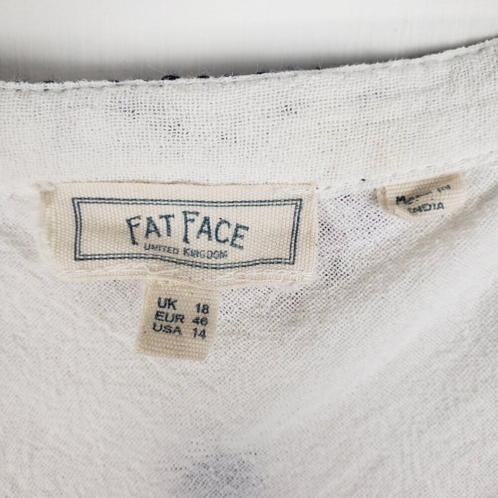 FatFace Embroidered Boho Peasant Top White Purple Floral Long Sleeve Womens 14 - Picture 4 of 10